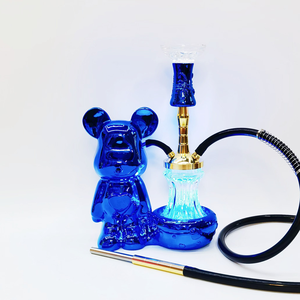 <span class=keywords><strong>Mini</strong></span> hookah de oso de cuidado con laca de resina de aluminio moderna con luz LED Dubai Sheesha Shisha - Product Image 5