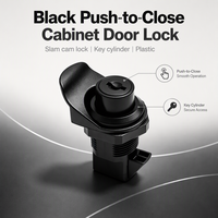 Serrure à came à bouton-poussoir pour armoire, avec cylindre à clé, loquet rotatif noir pour casiers de camping-car, caravanes, bateaux et portes de meubles