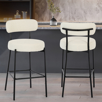 Chaise haute en métal Chaise d'îlot de cuisine Tabourets de bar de comptoir modernes Rembourrés Boucle Hauteur de comptoir Tabouret de bar avec dossier