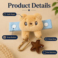 En gros, Connecteur détachable en peluche de dessin animé pour sangle de sac, avec anneau en D et support de breloque, pour sacs à main et accessoires de mode