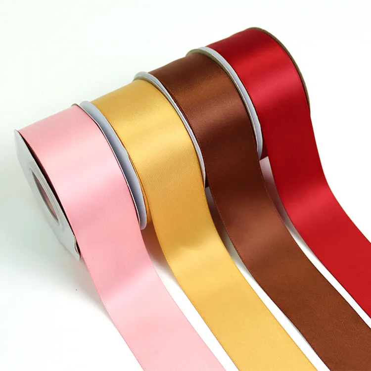 Factory customised 196 colors 100% polyester double side face rpet satin ribbons