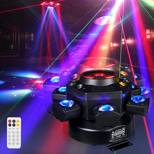 Luz de Escenario de 150W con Seis Brazos RGBW, Láser <span class=keywords><strong>DMX512</strong></span> de 24 Canales, Activación por Sonido, Control Remoto, Proyector para Fiestas, Discotecas, KTV, Bares, Clubes, Bodas - Product Image 1
