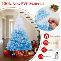 Sapin de Noël artificiel floqué dégradé bleu et blanc avec support métallique, décoration de fête unique pour la maison/la fête