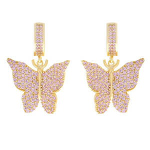 Orecchini pendenti a farfalla con cristalli rosa, placcati in argento 925, gioielli da donna per l'uso quotidiano - Product Image 3