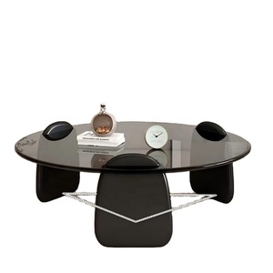 Table basse NKAHS en verre trempé durable avec cadre en bois, design moderne, écologique, portable et facile à nettoyer pour le salon - Product Image 1