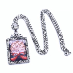 Pendentif Thangka en forme de renard à neuf queues de style chinois, en acier inoxydable, thème animal, pour hommes, cadeau 216033 - Product Image 5