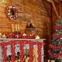 Künstliche Plastik-Weihnachtskugel-Girlande 1,8m Rote Ornamente Kugel-Wanddekoration für Zuhause Feiertage Büro Party Hintergrund-Dekorationen