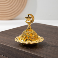 Porte-Encens en Métal Doré Multi-Styles, Décoration Arabe pour Maison à Usage Religieux, pour Brûleur d'Encens du Moyen-Orient