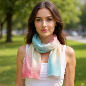 Foulard quadrato piccolo con pois sfumati 70x70cm, accessorio moda per donna - Product Image 1