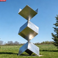 YOUFINE Anpassbare Spiegelpolierte Pyramidenförmige Edelstahl-Dreiecksskulptur für Platzdekoration