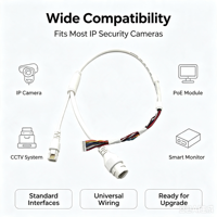 Kabel Harness Kamera CCTV 2 in 1 Grosir Tahan Air RJ45 + DC Power IP Camera 10-Core Tembaga Berlapis Timah Berisolasi PVC