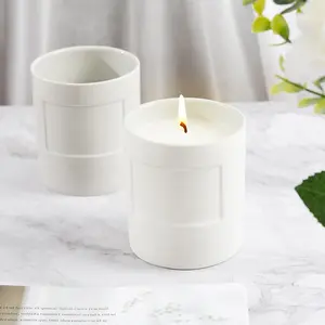 Custom Ceramic Jar Scented Soy Wax Candle Making 10oz Candle Jar White Ceramic Candle Vessel Tumblers