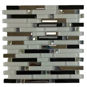 Mattonelle di mosaico del bagno del Backsplash della cucina della parete del pavimento del mosaico dello specchio di vetro della striscia