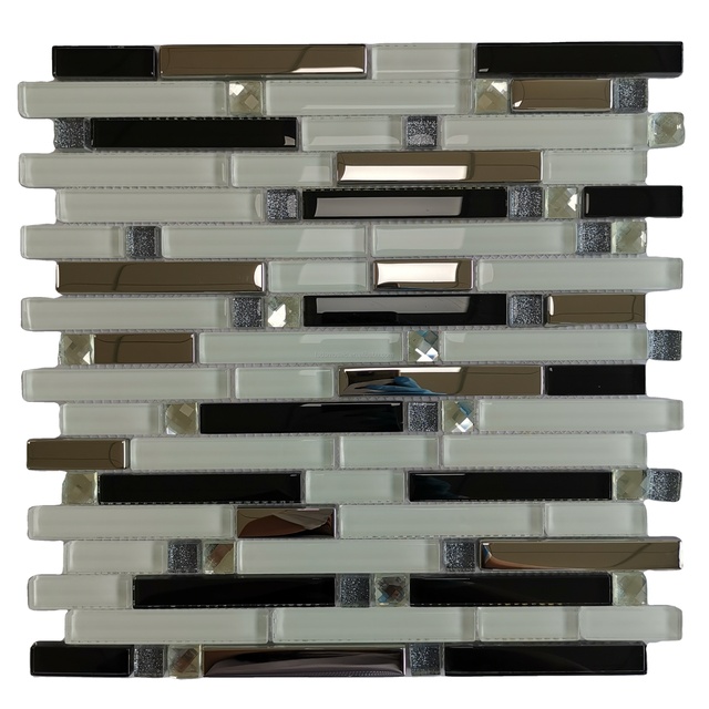Strip Glass Mirror Mosaic Modern Parquet Floor Wall Kitchen Backsplash Bathroom Tile for Hotel Interior