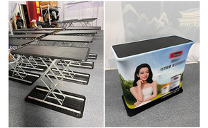 طاولة عرض محمولة قابلة للطي مع رسومات قماشية قابلة للتمدد، طاولة ترويجية مخصصة للفعاليات بشكل بيضاوي أو مستطيل - Product Image 3