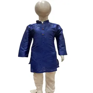 Indian Gedrukt Saffraan Dhoti Kurta Jongen Traditionele Set Dhoti Pak Kids Baby Wear Etnische Jurk Gedrukt Kurta