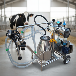 Máquina de Ordeño de Vacas con Aspiradora de un Solo Cubo, Eléctrica, de Acero Inoxidable, Portátil, para Granjas Lecheras, con Pulsador - Product Image 1