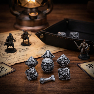 Jeu de dés à thème Crâne, collection de dés pour jeux de rôle fantastiques, décoration miniature pour table de jeu - Product Image 1