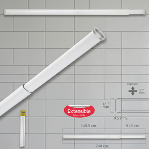 Asta per tende allungabile 148,5/240 cm. Con molla a pressione regolabile (1 pezzo) - Product Image 3