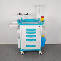 Chariot médical ABS d'urgence avec verrouillage centralisé et tiroirs pour usage en hôpital et en soins intensifs