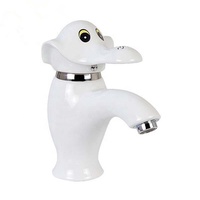 Robinet de lavabo Kinglions en forme d'éléphant, mignon, pour enfants, en céramique et laiton, mitigeur d'eau chaude/froide pour lavabo sur pied