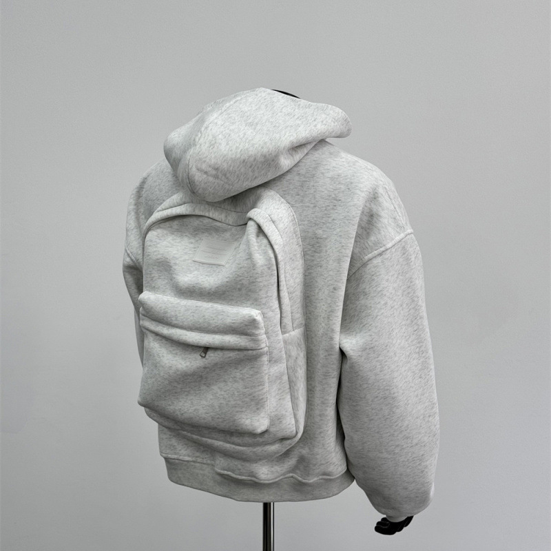 Sweat à Capuche De Voyage Homme Avec Sac à Dos Intégré - Zippé, Poches, Décontracté | YAKWIFR | Taille L, Noir