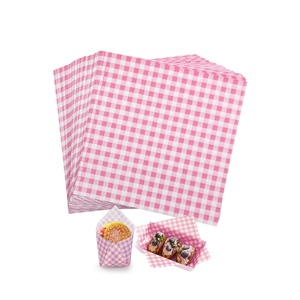 Materiales seguros para alimentos de alta calidad, hojas de papel encerado rosa a cuadros para envolver <span class=keywords><strong>hamburguesas</strong></span> y aperitivos - Product Image 1