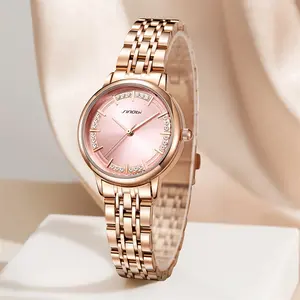 Sinobi Schattige Meisjesachtige Luxe Quartz Horloge Voor Dames Roségoud Delicate Dameshorloges Laatste Dames