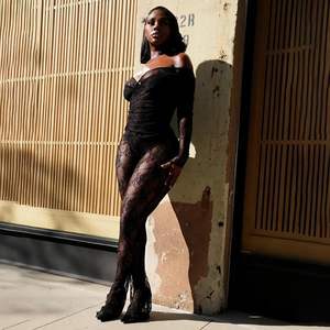 Ensemble de combinaison sexy en dentelle personnalisée 2026, épaules dénudées, manches longues, transparente, moulante, tenue de club pour femme, ensemble assorti - Product Image 3