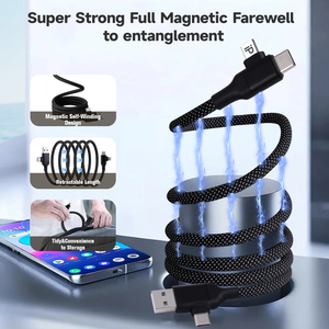 Câble magnétique tressé USB Type C 60W 100W pour charge rapide et transfert de données pour <span class=keywords><strong>iPhone</strong></span> et Android – Vente en gros usine - Product Image 3