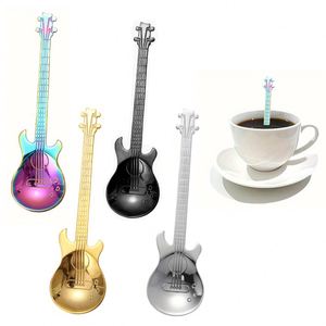 Cuillère à dessert créative en forme de guitare, idéale pour les bars et les amateurs de musique, cuillère à café et à thé en acier inoxydable 304 - Product Image 1