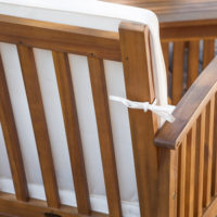 Set da conversazione in legno di acacia marrone da 4 pezzi - Cuscini resistenti all'acqua, mobili da conversazione durevoli per patio all'aperto