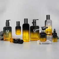 Verre de haute qualité avec ensemble d'emballage en verre de couleur dégradée à base épaisse 10ml,30ml,40ml,60ml,100ml,120ml,150ml,250ml avec pompe