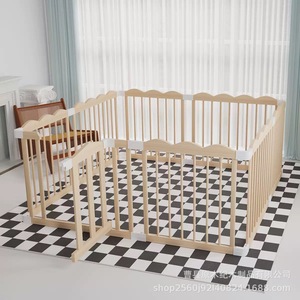 Corralito de madera para bebés, plegable, de madera maciza, para uso doméstico, seguro para niños pequeños - Product Image 3