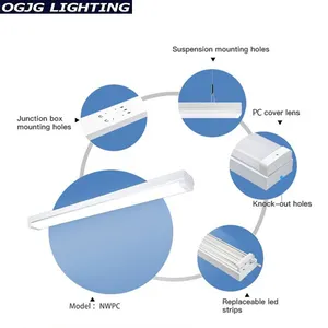 OGJG New Product 0.6m 1.2m 1.5m SMD 2835 Batten Light Linkable Indoor Linear Led Fixtures