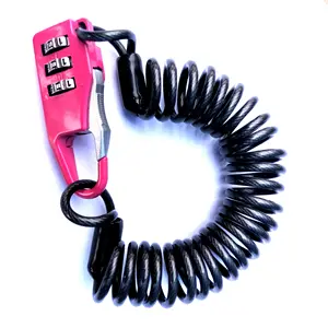 Roze Fiets Lente Kabel Lock Anti-Diefstal Touw Alarm Disc Lock Fiets Beveiliging Herinnering Motorfiets Diefstal Bescherming