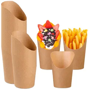 Custom printed biodegradable kraft food paper pail snack container disposable fries popcorn fried chicken paper bucket with lid