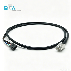 RJ45 转 2.54mm 8 针端子电缆 UL2464 26AWG 1m 黑色 PVC 带热缩管，适用于网络通信和控制设备 - Product Image 1