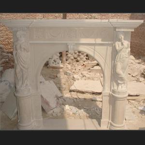 Blanco puro crema piedra Natural estilo francés victoriano arqueado Simple flor patrón Beige mármol envolvente chimeneas manto - Product Image 3