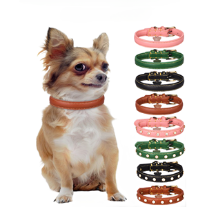 Collar de perro de cuero personalizado más vendido con logotipo Collar de mascota duradero impermeable ajustable para gatos y perros - Product Image 2