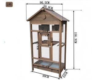 Grande, moyenne et petite <span class=keywords><strong>cage</strong></span> à oiseaux en bois imperméable avec roulettes pour pigeon, caille, perroquet, canari, ara, calopsitte, usage d'élevage - Product Image 3
