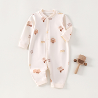 Combinaison pour nouveau-né Kaka Bear en coton doux et imperméable, respirante, pour bébés garçons et filles de 0 à 12 mois, manches longues, boutons pression