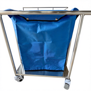 आधुनिक डिजाइन स्टेनलेस स्टील अस्पताल लिनन ट्रॉली धातु नर्सिंग कार्ट गंदे बैग सुविधा के साथ - Product Image 4