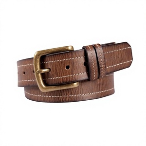 Cinturón Formal de Hombre de Lujo, Cuero Vacuno Genuino, Estilo Europeo Vintage, Hebilla Cuadrada de Acero Inoxidable, B.S INTERNATIONAL - Product Image 4