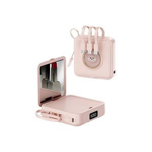 Custom Mini Mirror Power Bank Certified Pink Color <b>Pocket</b> Size Women Mirror Travel Power Bank with CCC Certificate - Product Image 1