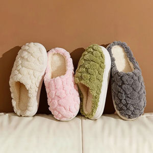 Fashion Winter Slipper Flip Flops Warm Plaid Plush Slippers Soft Sole <b>Slides</b> Unisex <b>Indoor</b> Floor Home Non-slip Cotton Shoes - Product Image 1
