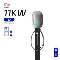 Cargador de Vehículos Eléctricos GDON IP54 a Prueba de Agua Tipo 2, Estación de Carga de CA de 11kW con Tarjeta RFID, 16 Amperios, 3 Fases, Nivel 2