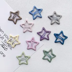 Morandi Color bebé niñas y niños estudiantes lindo y Dulce Estrella de cinco puntos BB Clip colorido mate Metal estrella horquilla