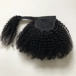 Beste Qualität dickes Ende afro krauses lockiges menschliches Haar Pferdeschwanz-Verlängerung für schwarze Frauen