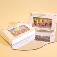 Faux ongles en gel, style Y2K, couvrant entièrement, minimaliste, à porter, dégradé marron, vente en gros